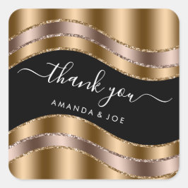 Danke Name Sweet 16. Brautparty Gold Black Quadratischer Aufkleber