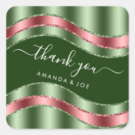 Danke Name Sweet 16. Brautparty Sage Woodland Quadratischer Aufkleber