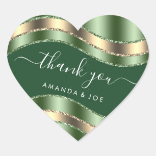 Danke Name Sweet 16. Bridal Gold Mint Green Herz-Aufkleber