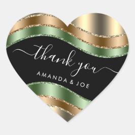 Danke Name Sweet 16. Bridal Gold Mint Green Sage Herz-Aufkleber