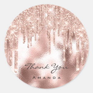 Danke Name Sweet 16. Bridal Rose Blush Runder Aufkleber