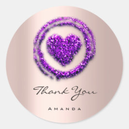 Danke Name Sweet 16. Rose Herz Lila Violet Runder Aufkleber