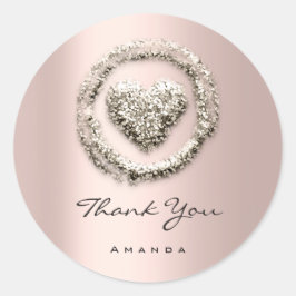Danke Name Sweet 16. Rose Herzgraue Rose Runder Aufkleber