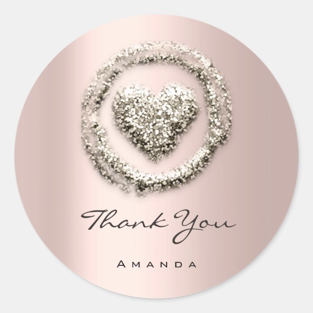 Danke Name Sweet 16. Rose Herzgraue Rose Runder Aufkleber (Vorderseite)