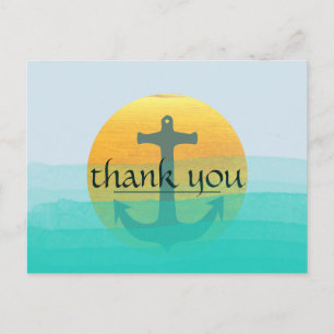 Danke Nautical Anchor Blue Sky Moon Postkarte