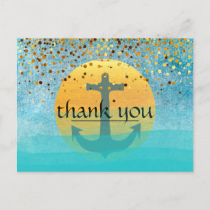 Danke Nautical Anchor Confetti Glitzer Moon Postkarte