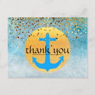 Danke Nautical Anchor Confetti Glitzer Moon Postkarte