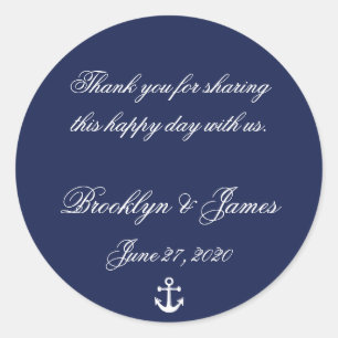Danke Navy Blue Nautical Wedding Stickers