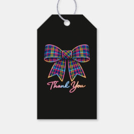 Danke Neon Tartan Bogen Schottland Helles Muster Geschenkanhänger