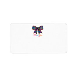 Danke Neon Tartan Bow Schottisches Helles Muster Adressaufkleber