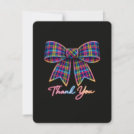 Danke Neon Tartan Bow Schottisches Helles Muster RSVP Karte