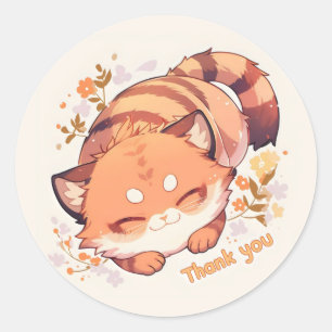 Danke Niedlich Cat Anime Runder Aufkleber