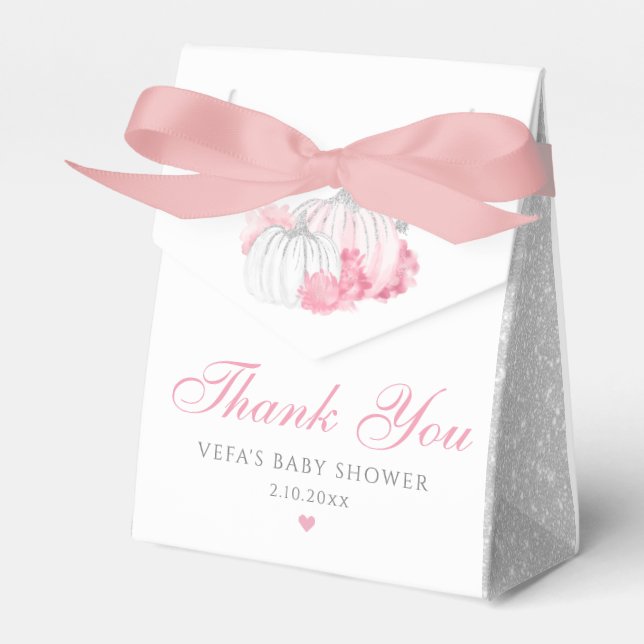 Danke Niedlich Pink Fall Pumpkin Girl Baby Dusche Geschenkschachtel (Vorderseite)