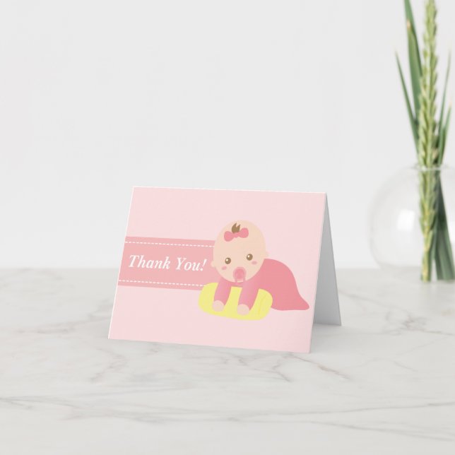 Danke - Niedliches Baby Girl mit rosa Ribbon (Vorderseite)