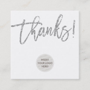 DANKE niedliches Logo Geschäft danke Silber Glitze Quadratische Visitenkarte