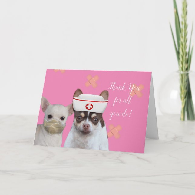 Danke Nurse Chihuahua Grußkarte Karte (Vorderseite)