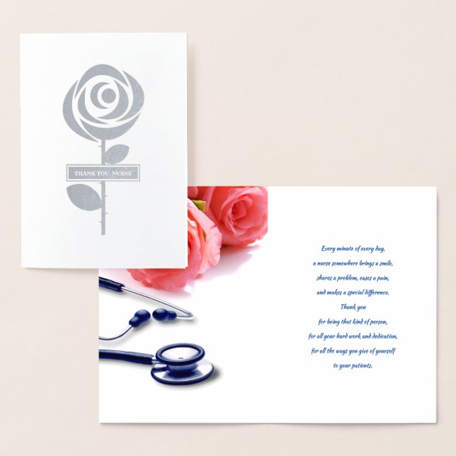 Danke, Nurse. Rose und Stethoscope Folienkarte (Anzeige)