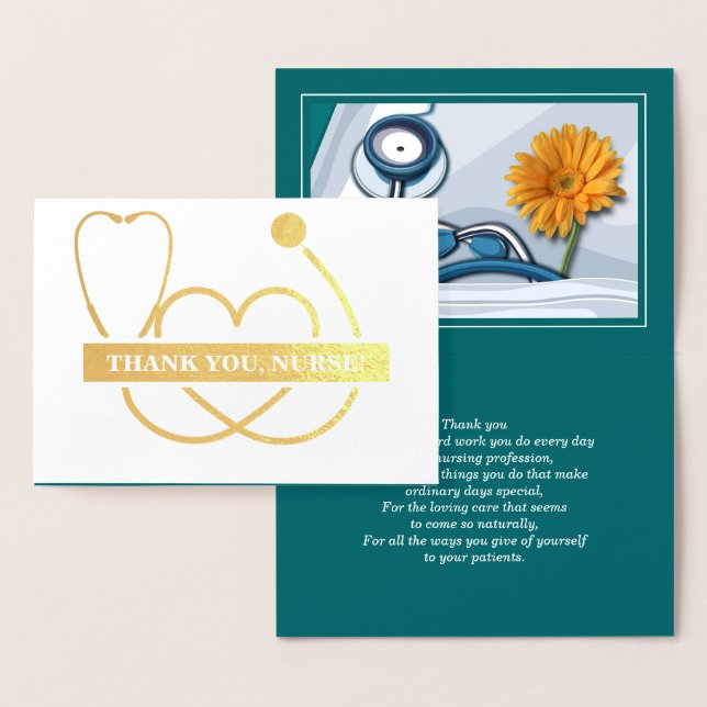 Danke, Nurse. Stethoscope und Daisy Luxury Folienkarte (Anzeige)