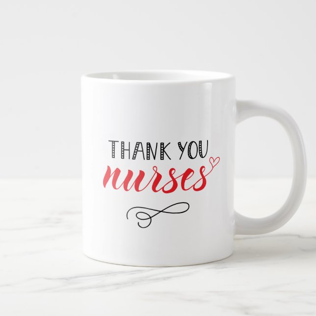 Danke Nurses| Fun Schriftart Jumbo-Tasse (Rechts)
