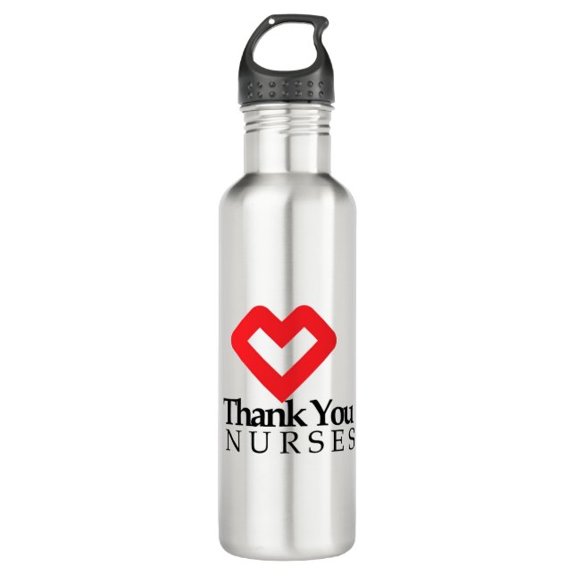 Danke Nurses| Rotes Herz Edelstahlflasche (Vorderseite)