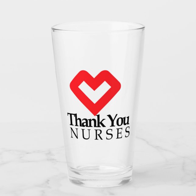 Danke Nurses| Rotes Herz Glas (Vorderseite)