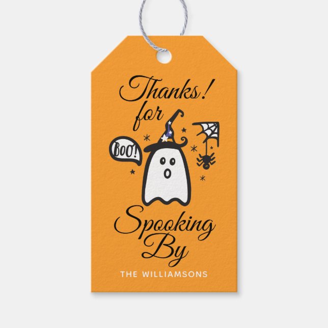 Danke | Orange Spooky Boo Ghost Halloween Geschenkanhänger (Vorderseite)