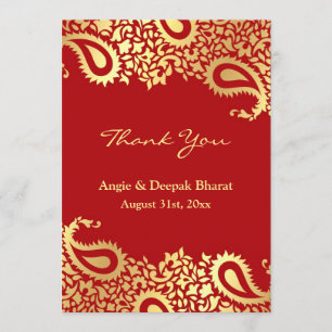 Danke Paisleys Elegante Indische Flachkarte