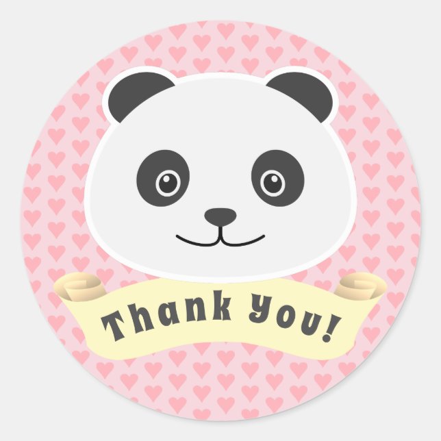 Danke Panda Runder Aufkleber (Vorderseite)