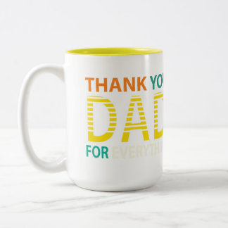 Danke Papa für alles Moderne gestreifte Typografie Zweifarbige Tasse