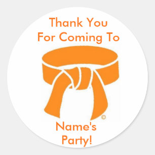 Danke Party-Aufkleber, Kriegskunst-Orangen-Gurt Runder Aufkleber