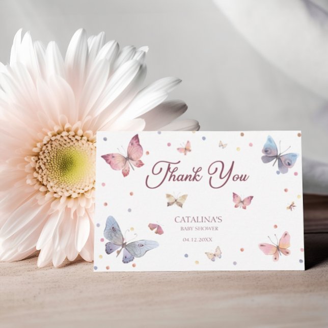 Danke Pastel Butterfly Babyduschkarte (Von Creator hochgeladen)