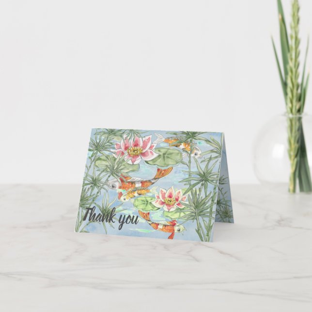Danke Pastel Tropical Koi Fish Pond Wasserfarbe (Vorderseite)