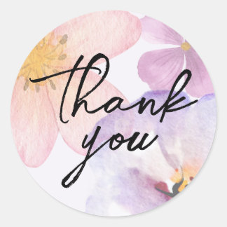 Danke Pastell-Aquarell-Blume Runder Aufkleber