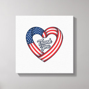 Danke Patriotisches Herz Vintage Vektor Design_1 Leinwanddruck