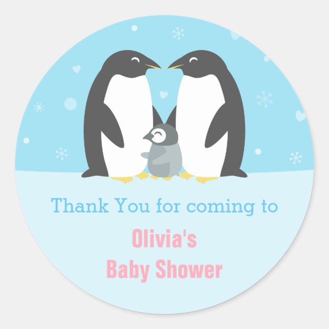 Danke Pinguin Family Baby Shocker Runder Aufkleber (Vorderseite)