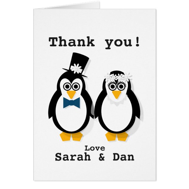 "Danke!" Pinguin-Hochzeitskarte (Vorne)