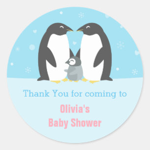 Danke Pinguinfamilie Baby Shower Aufkleber