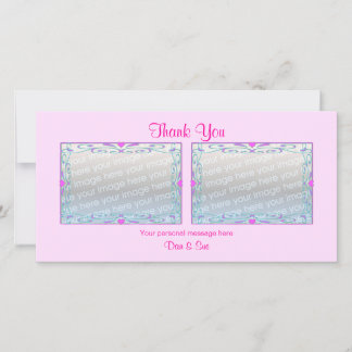 Danke, Pink 2 Fotos Dankeskarte