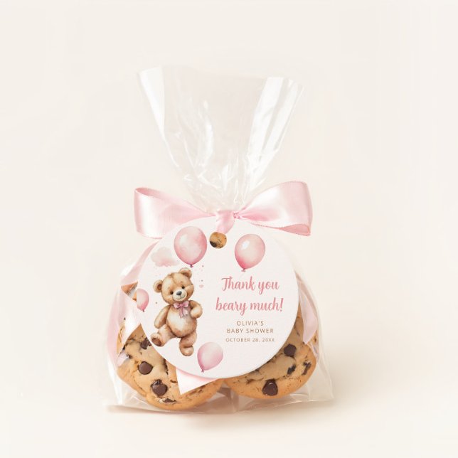 Danke Pink Balloon Girl Teddy Bear Geschenkanhänger (Von Creator hochgeladen)