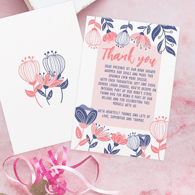 Danke Pink Blue Flowers Botanical Baby Dusche (Von Creator hochgeladen)