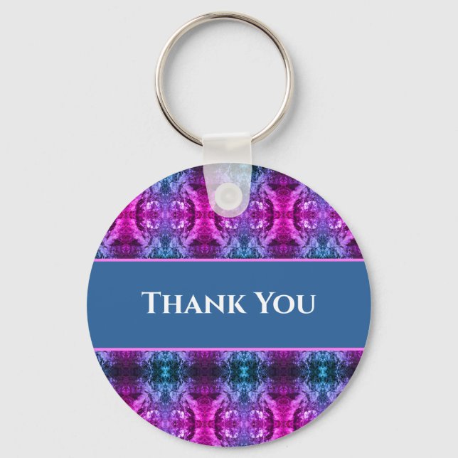 Danke, Pink Blue Kaleidoscope Abstrakt Danke Schlüsselanhänger (Vorderseite)