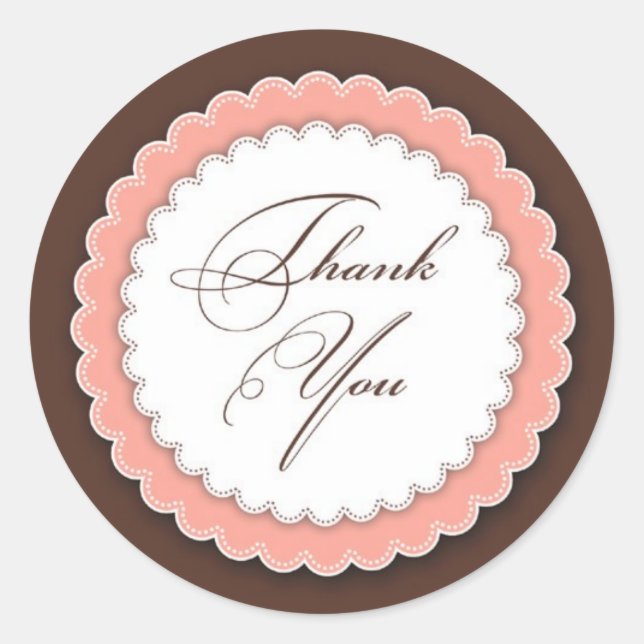 Danke, Pink Brown Runder Aufkleber (Vorderseite)