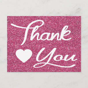 Danke Pink Fuchsia Herzpostkarte Postkarte