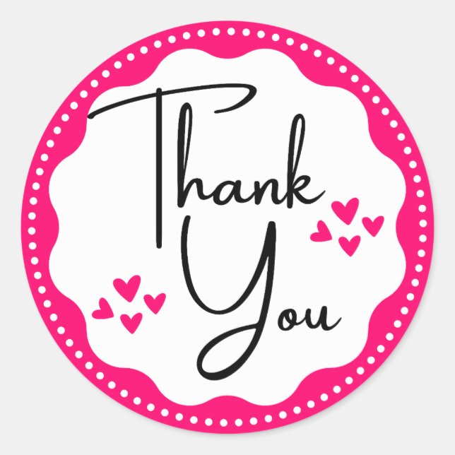 Danke, Pink Hearts Runder Aufkleber (Vorderseite)