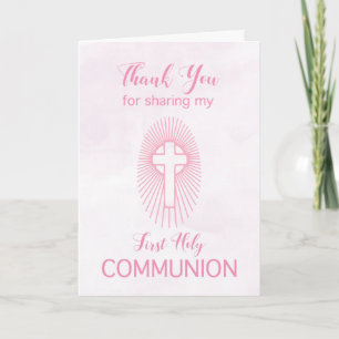 Danke Pink Kommunion Kreuz Strahlen