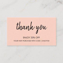 Danke Pink | Moderne Minimalistische Handschrift Rabattkarte