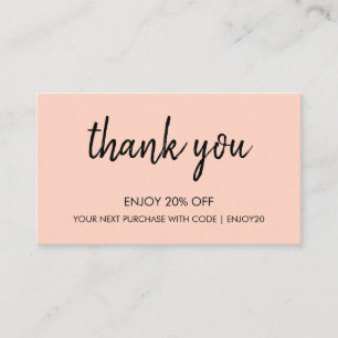 Danke Pink   Moderne Minimalistische Handschrift Rabattkarte