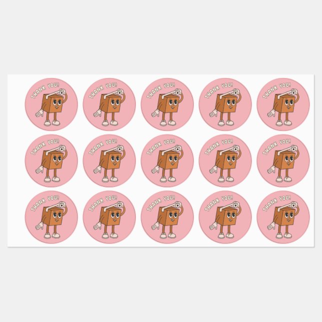 Danke, Pink Packetaufkleber Etiketten (Blatt)