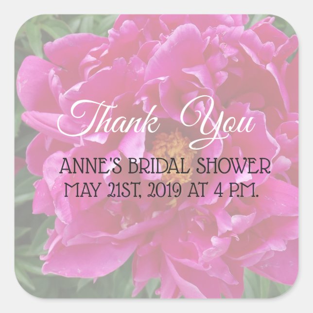 Danke, Pink Peony Brautparty Stickers (Vorderseite)