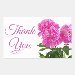 Danke Pink Pfingstrosen Blumen Hochzeitsfeier Rechteckiger Aufkleber